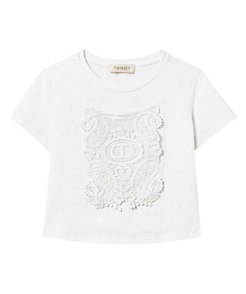 T-shirt cropped con patch