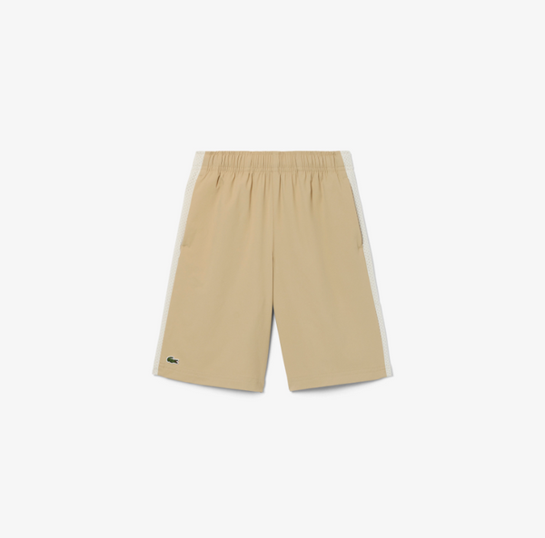 Shorts in taffetà con inserto in mesh
